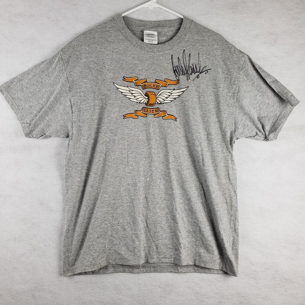 Vintage Men's L Bucky Lasek Signed Graphic Tee Gray Skateboarding‎ Rallycross